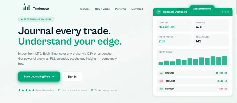 Tradenote preview